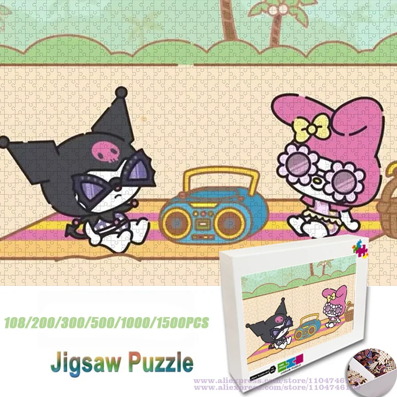 

Sanrio Kuromi & My Melody Puzzle Jigsaw Cartoon Anime Character Puzzles 108/200/300/500/1000/1500Pcs Intelligence Puzzles