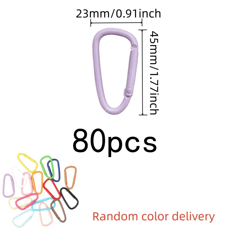 80 pcs Candy Color Snap Hooks for Outdoor Item Securing, Easy Snap Gate, D-Ring Lightweight Design, Multipurpose