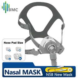 BMC N5B CPAP Nasal Mask with Headgear Short Tube For CPAP Machine BiPAP S/M/L/XL Sizes Anti Snoring Sleep Nose Mask Apnea