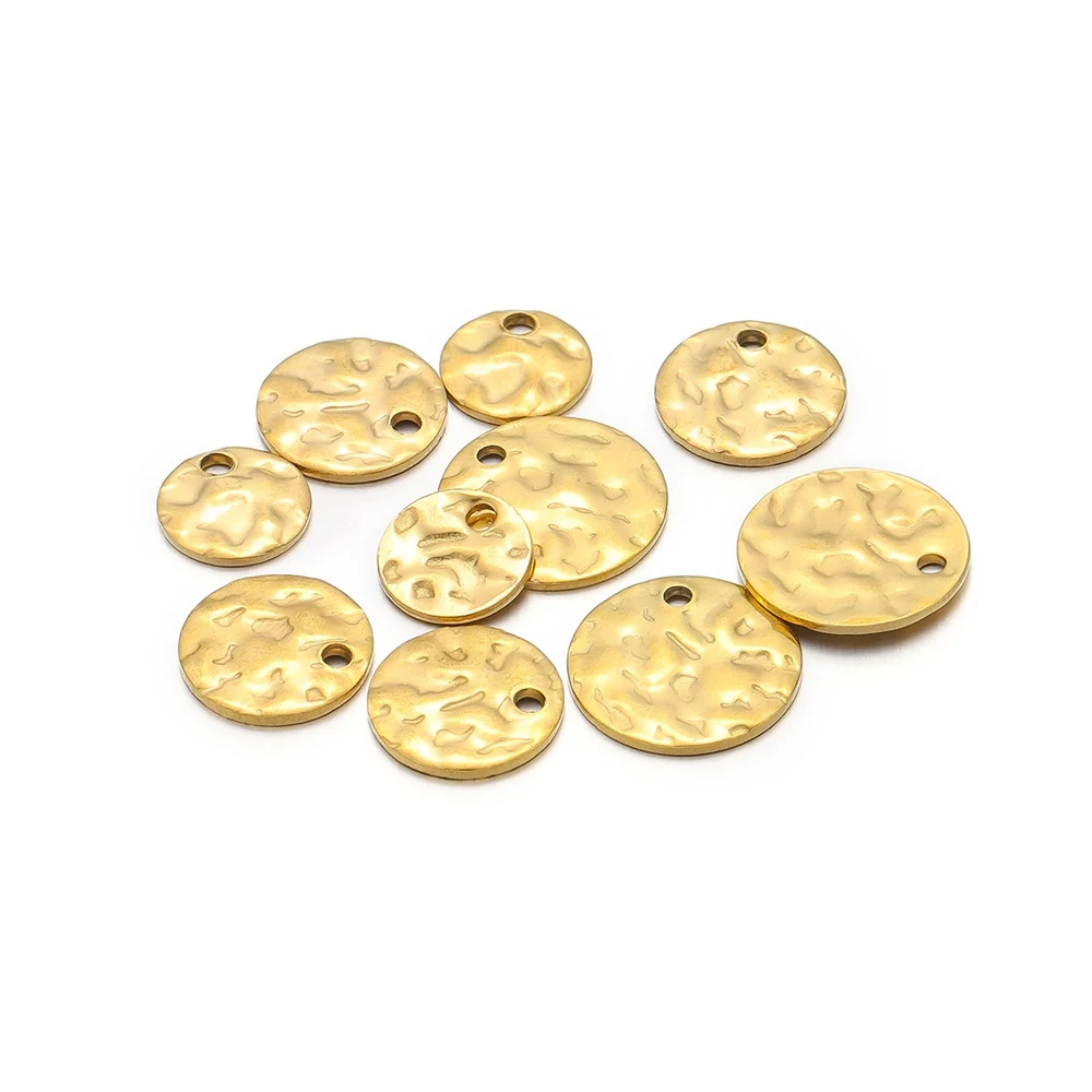 20 Pcs Stainless Steel Gold Color Round Embossing Pendant Disc Charms DIY Jewelry Making Necklace Findings Bracelet Accessories