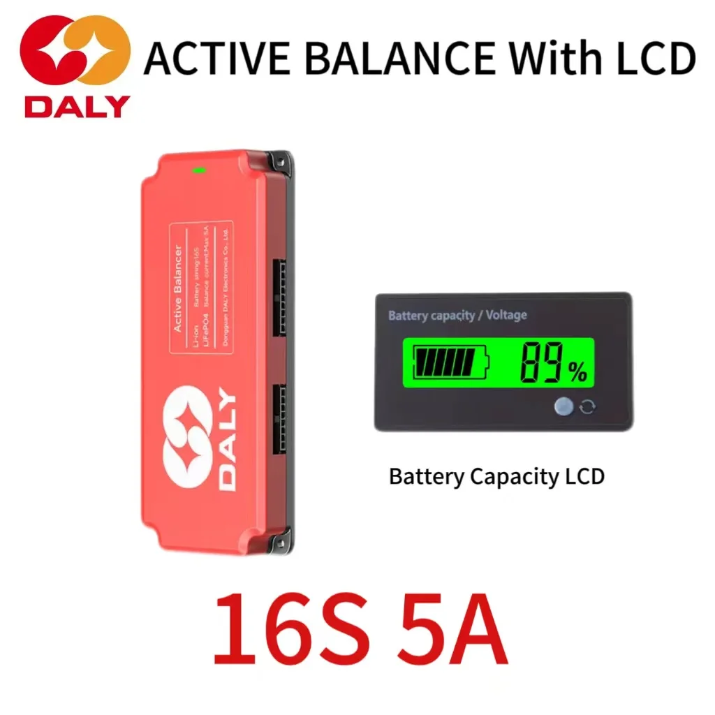 DALY 5A Active Balancer 16S 48V LCD Battery Capacity Display Power Voltage Suitable for  Lifepo4 BMS Li-ion 32700 18650 Battery