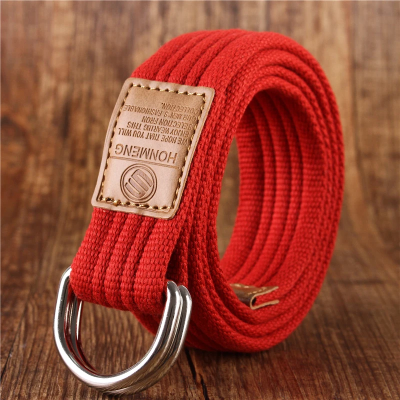 Nieuwe heren en dames Koreaanse versie 16 kleuren dubbele lus gesp canvas riem 43 inch casual broek canvas riem jeugd broek riem