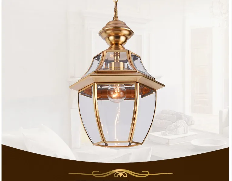 Bronze Pendant Lamp Antique Brass Chandelier Indoor Vintage Copper Glass Hanging Lamp AC110V/220V 100% Guaranteed