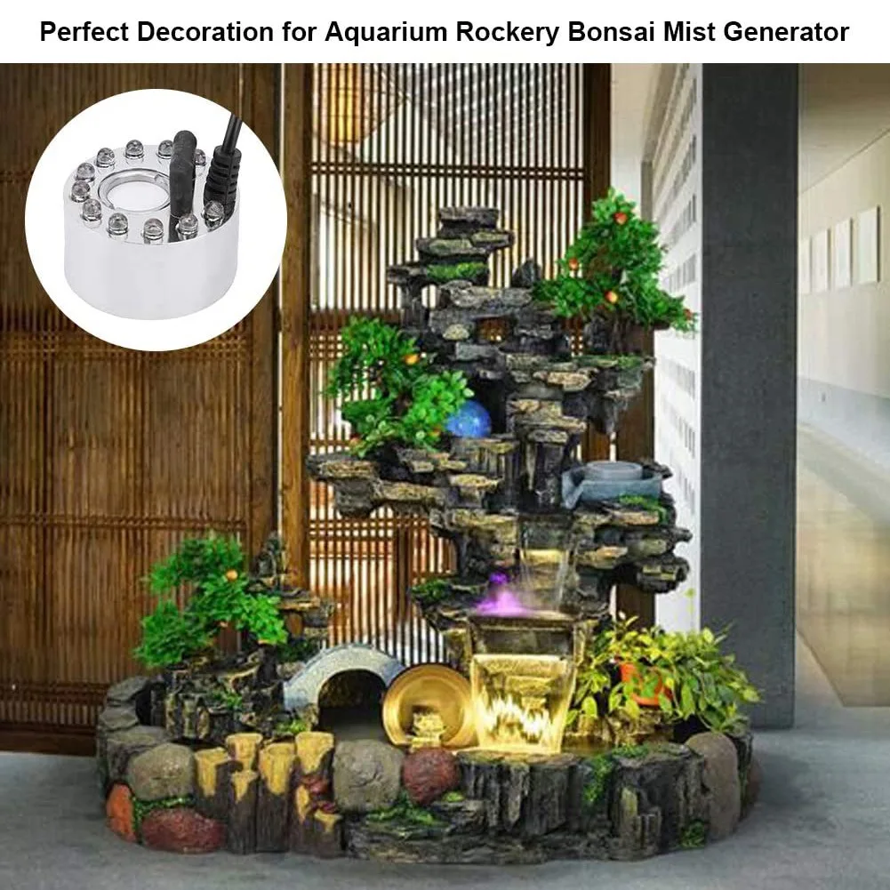 ABIT Fogger Generator,12 LED Lighting Pond Fog Maker Machine Mist Maker Fog Machine Humidifier Landscape Decoration EU Plug