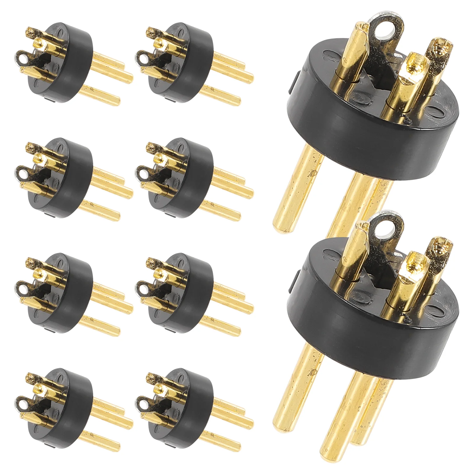 10 peças acessórios xlr macho banhado a ouro 3 pinos 10 peças cabeça de conversão de áudio plugue de cabo de microfone conector dourado adaptador abs