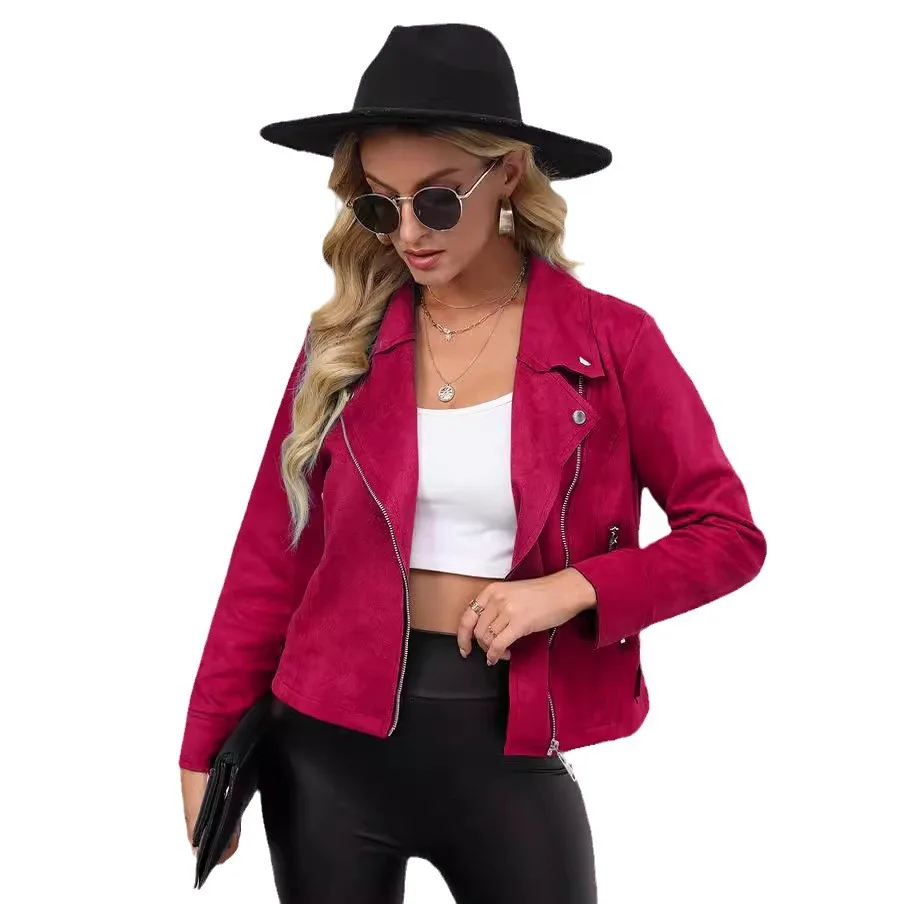 High-quality new European and American women\'s spring and fall lapel zipper small suit long-sleeved jacket women jacket