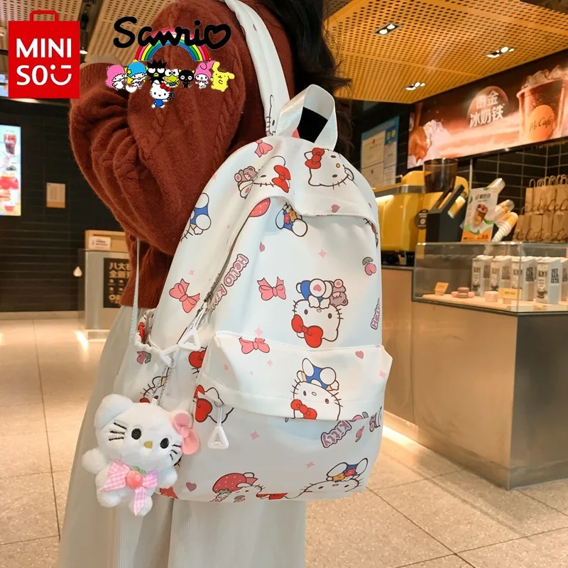 Miniso Hello Kitty New Women\'s Backpack Fashionable High Quality Student Backpack Cartoon Large Capacity Storage Backpack