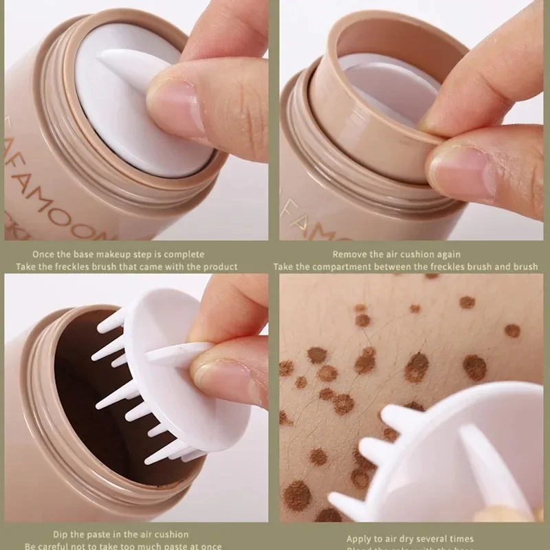 Impermeável Maquiagem Air Cushion Stamp, Natural Lifelike Spot Tool, During Face Dot Spot, Cosméticos Duráveis, Marrom e Dourado, Sardas