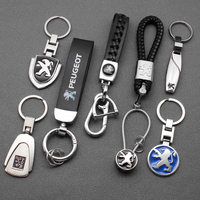 Car Leather Styling Key Chain Emblem Metal Keyring for Peugeot MK1 2008 107 205 207 GT 807 407 308 MK2 Logo Keychain Accessories