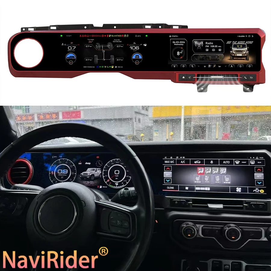 Dual Screen Stereo Auto Car Radio Multimedia 24.6inch Carplay For Jeep Wrangler 2018-2022 LCD Android Video Player Navigation