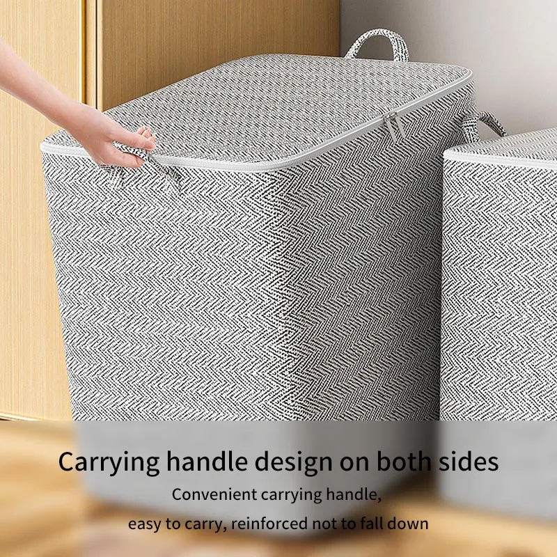 

Zipper Storage Bag Clothing Large Capacity Moving Living Room Bedroom Quilt Finishing Storage Basket Household Storage Tool