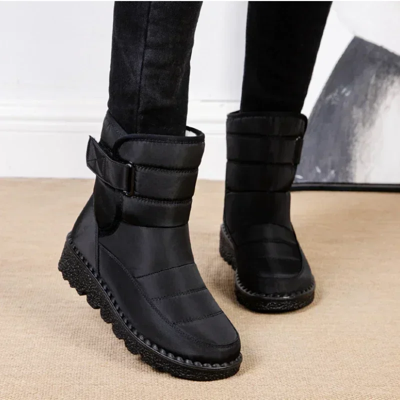 Waterproof Boots for Women Casual Winter Women Ankle Boots Warm Plush Soft Platform Snow Boots 2025 Slip on Cotton Padded Shoes