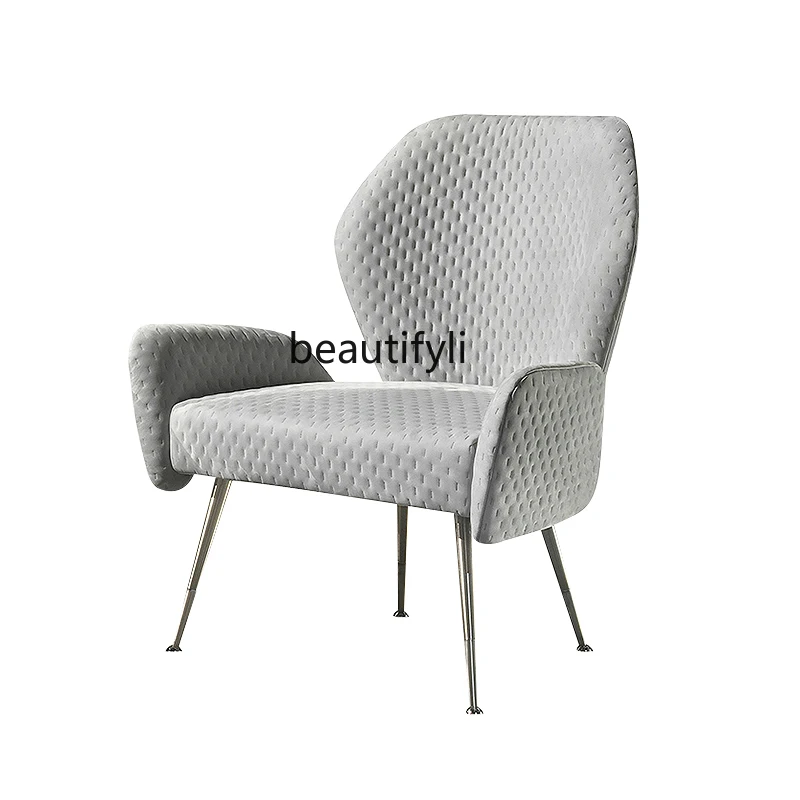 

Designer Leisure Chair Minimalist Modern Matte Leather Armrest Dining Chair Living Room Villa Armchair Conference Chair