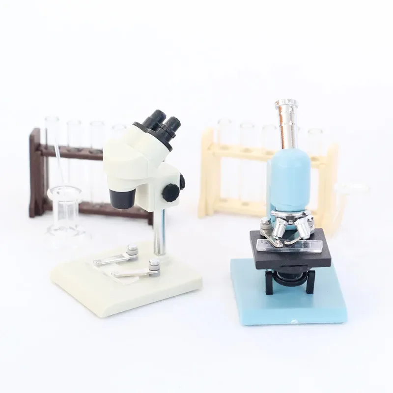 Dollhouse Miniature Items Simulation Test Tube Rack Mini Test Tube Dropper Measuring Cup Set Laboratory Dolls House Accessories