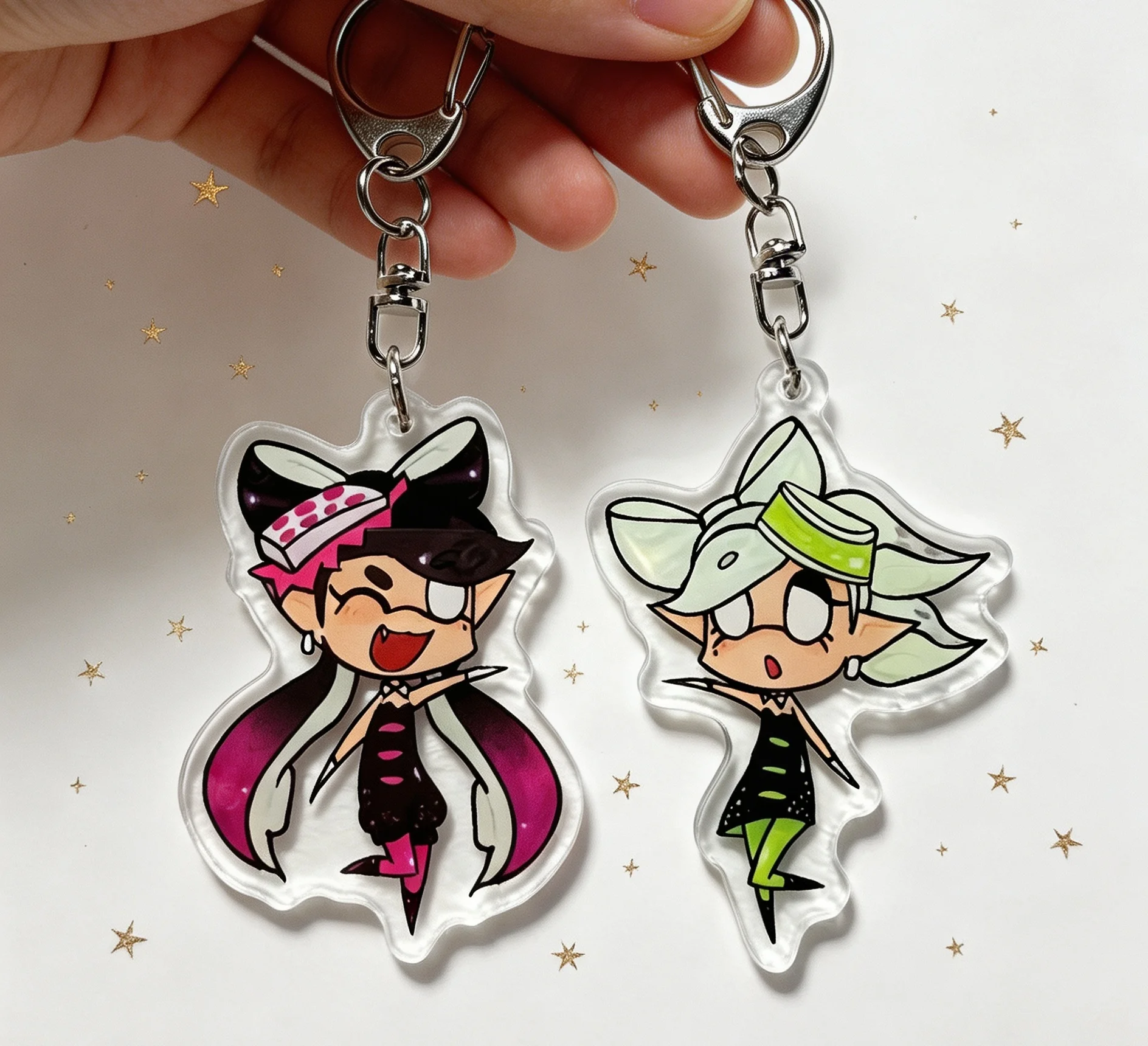 Splatoon Squid Sisters Acrylic Keychain Callie Marie Cute Q Version Character Pendant Game Backpack Keyring Fan Gift
