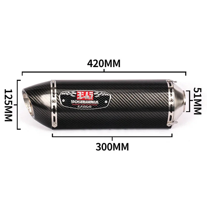 51MM Universal Yoshimura Carbon Fiber Moto Exhaust Muffler Pipe Escape For R1R3R25 GSXR750 Z900/1000 CBR1000 ETC Exhaust Modify