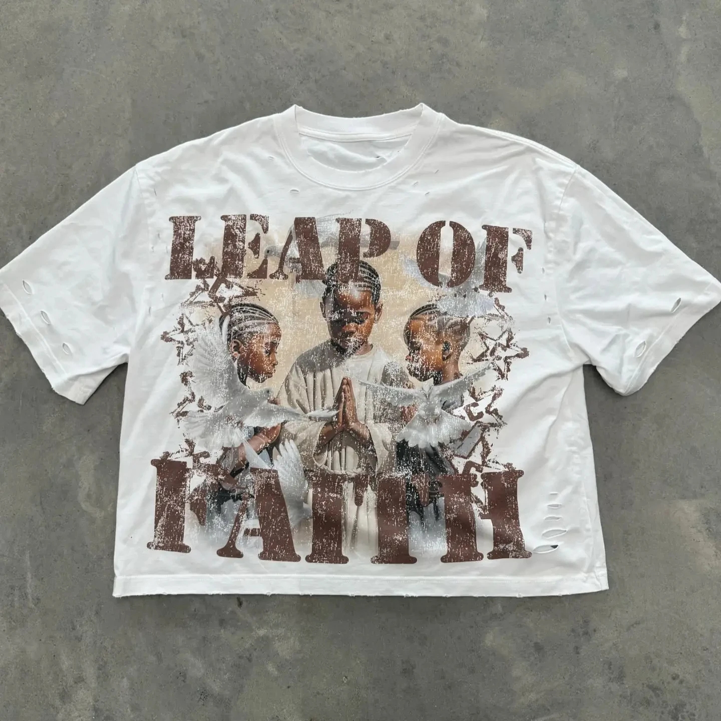 

Винтажная футболка Leap Of Faith с графическим рисунком из 100% хлопка, укороченная футболка, мужская модная уличная футболка в стиле хип-хоп, рок, с короткими рукавами, женская с круглым вырезом