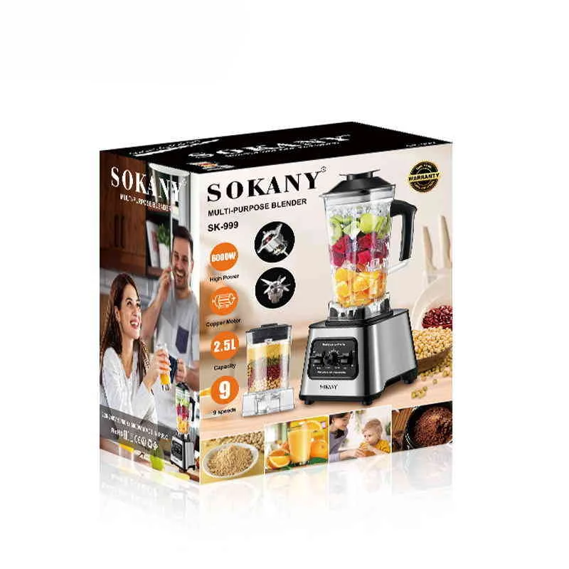 Sokany 2024 Powerful 2 In 1 Multi function 2.5L Heavy Duty Blender And Food Processor Combo Orange Juice Machine