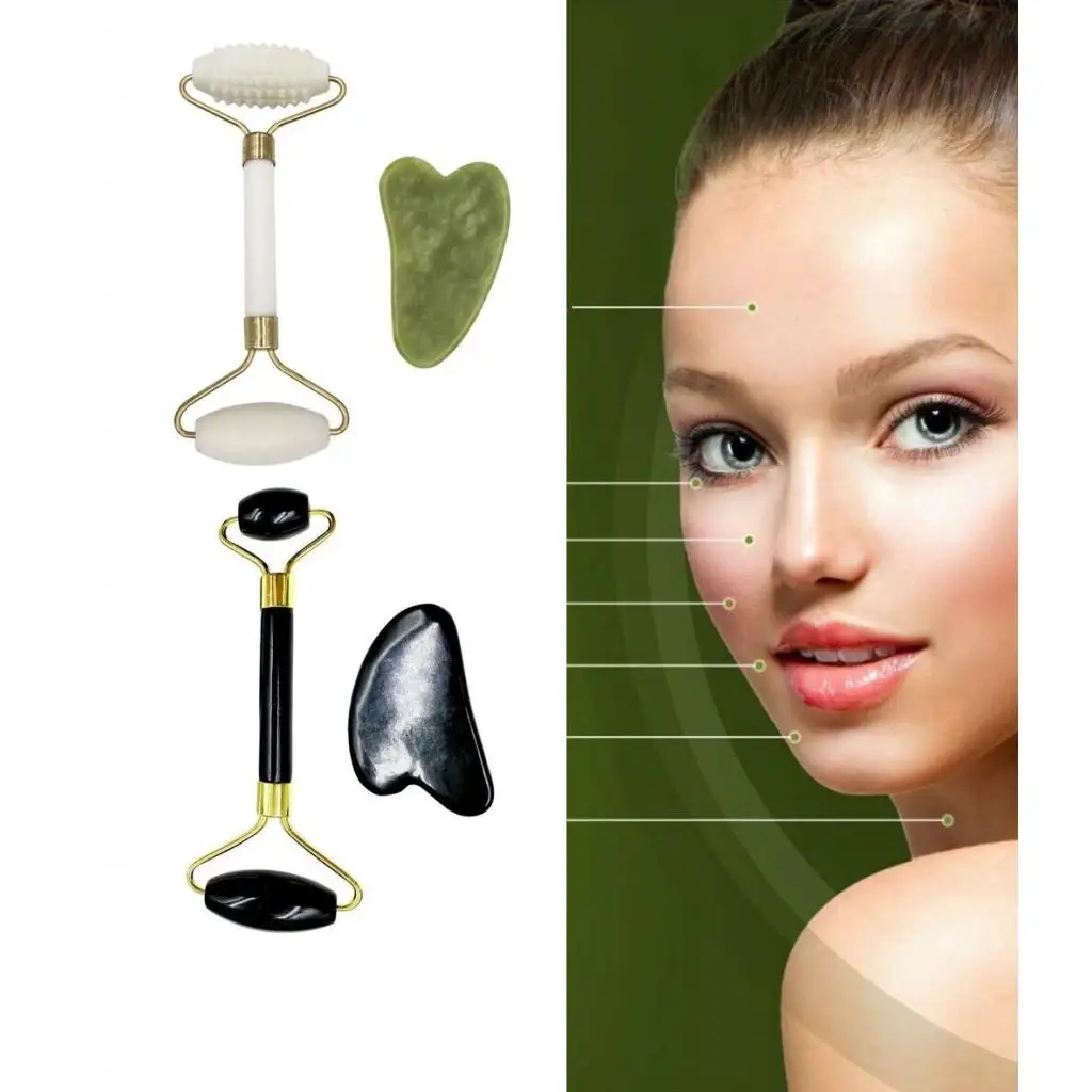 

Нефритовый валик для лица и набор гуа ша - косметическая кожа лица