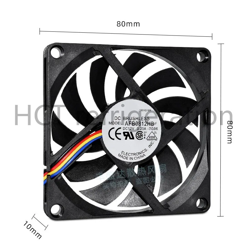 Original AFB0812HB 8010 12V 0.2A 4-wire PWM speed regulation function thin 8CM chassis power supply cooling fan