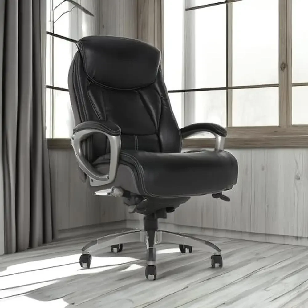 High-Back Executive Desk Chair Adjustable Lumbar Support Ergonomic Body Pillows SmartLayers™ Mesh and Leather Black/Gray 30" x