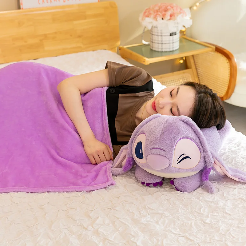 Sleeping Stitch Plush Doll Throw Pillow Air Conditioning Blanket 2-in-1 Nap Blanket Sofa Throw Pillow Sleeping Pillow Pillowgift