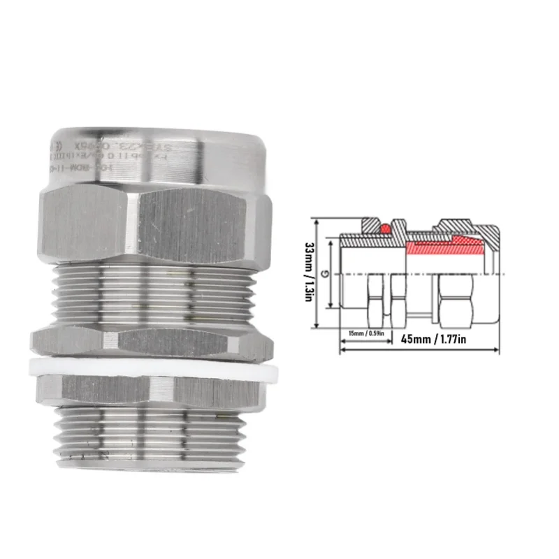 Cable Gland 304 Stainless Steel Explosion Proof G3/4 Water Proof Dual Sealing Cable Connector For Household Appliances