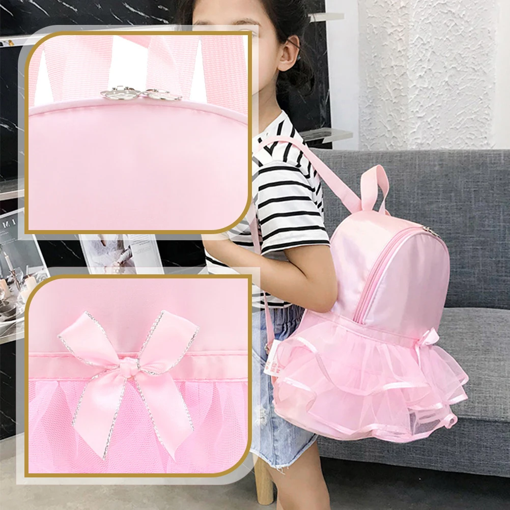 

Ballet Dance Bag for Kids Pink Nylon Backpack Large Capacity Lightweight Durable Dance Clothing Shoes Storage Travel Gym Use