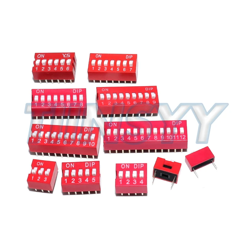 10PCS Slide Type Switch Module 1 ~ 12 Bit 8PIN 6PIN 2.54mm Position Way DIP Blue Red Pitch Toggle Switch Snap Switch For PCB