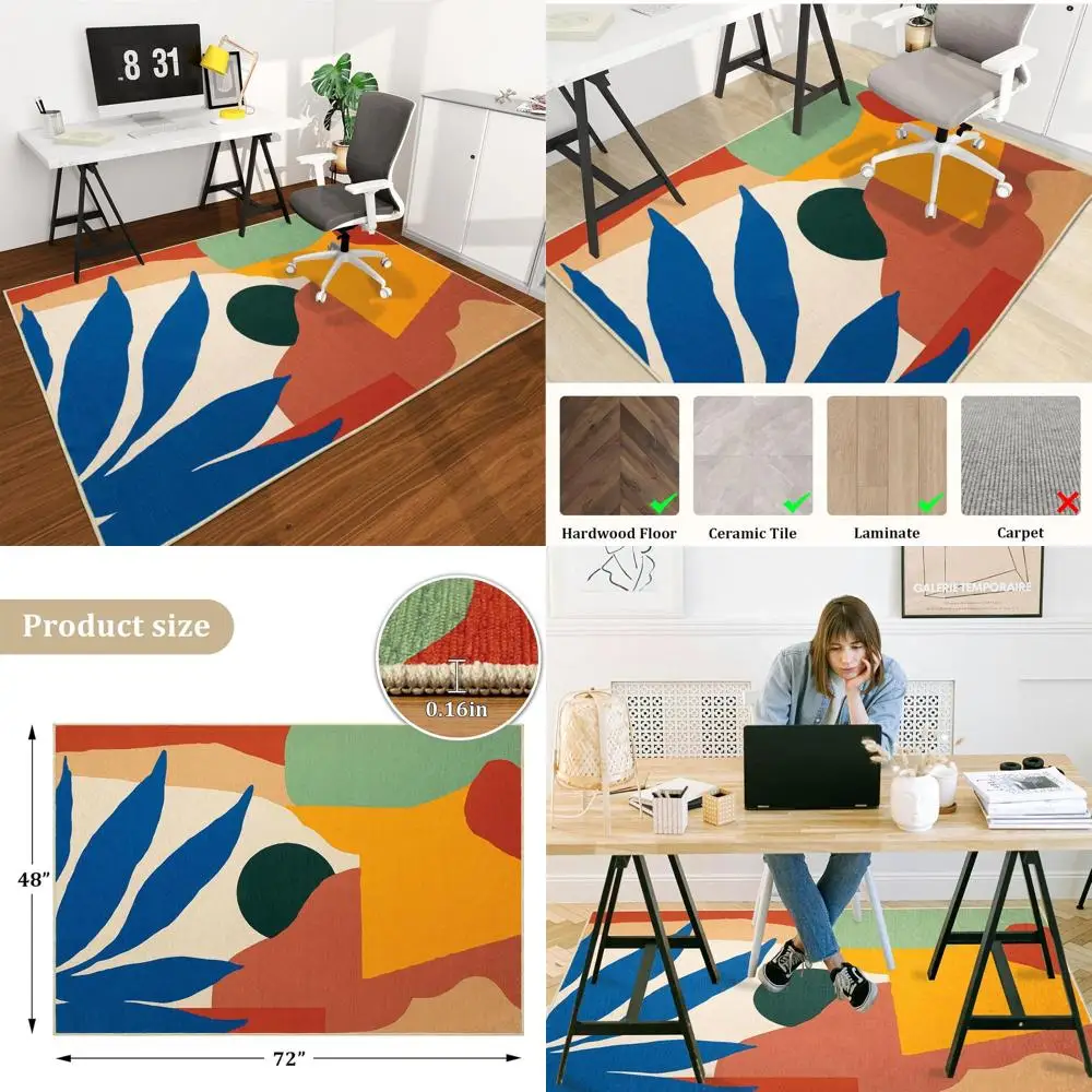 

Коврик для стула из твердой древесины 72x48, легкая защита стола, нескользящая подложка, можно стирать в машине, современный стиль