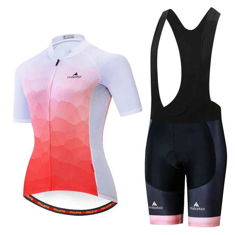 MILOTO Women Pro Team Bike Summer Cycling Jersey Set Clothes Bicycle Clothing Breathable Cycling Set Maillot Ropa Ciclismo