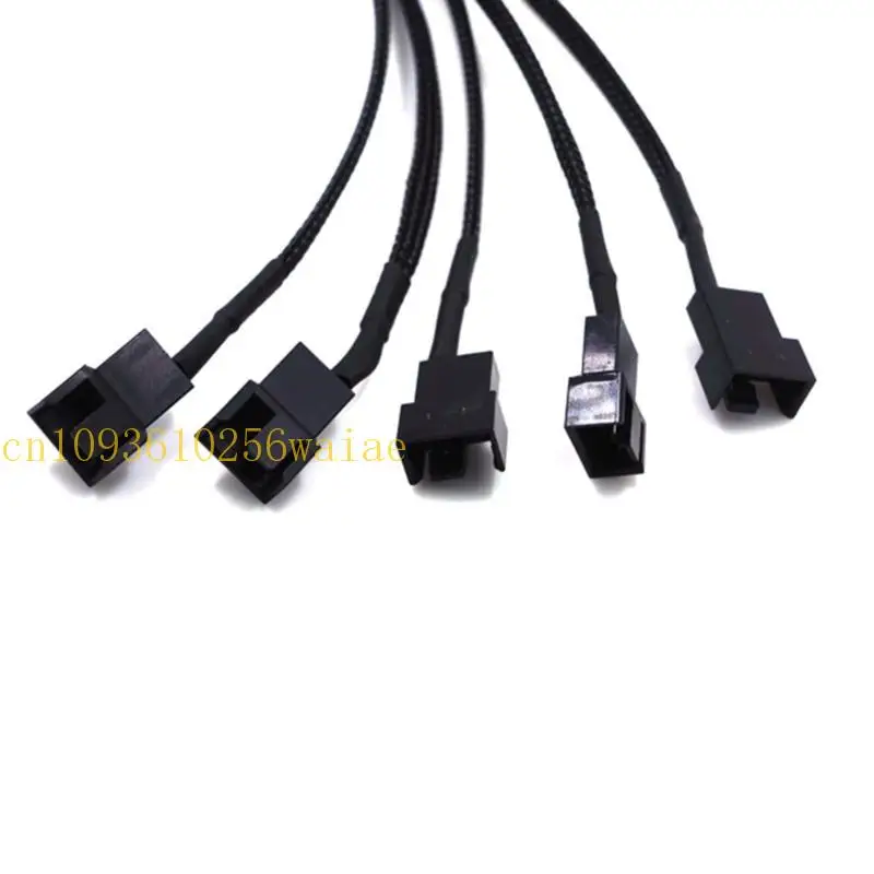 652F SATA 15Pin to 5-Port 3pin/4pin Adapter Cable Black Nylon Braided Cooling Fan Sleeved Power Splitter Extension Cord Wire