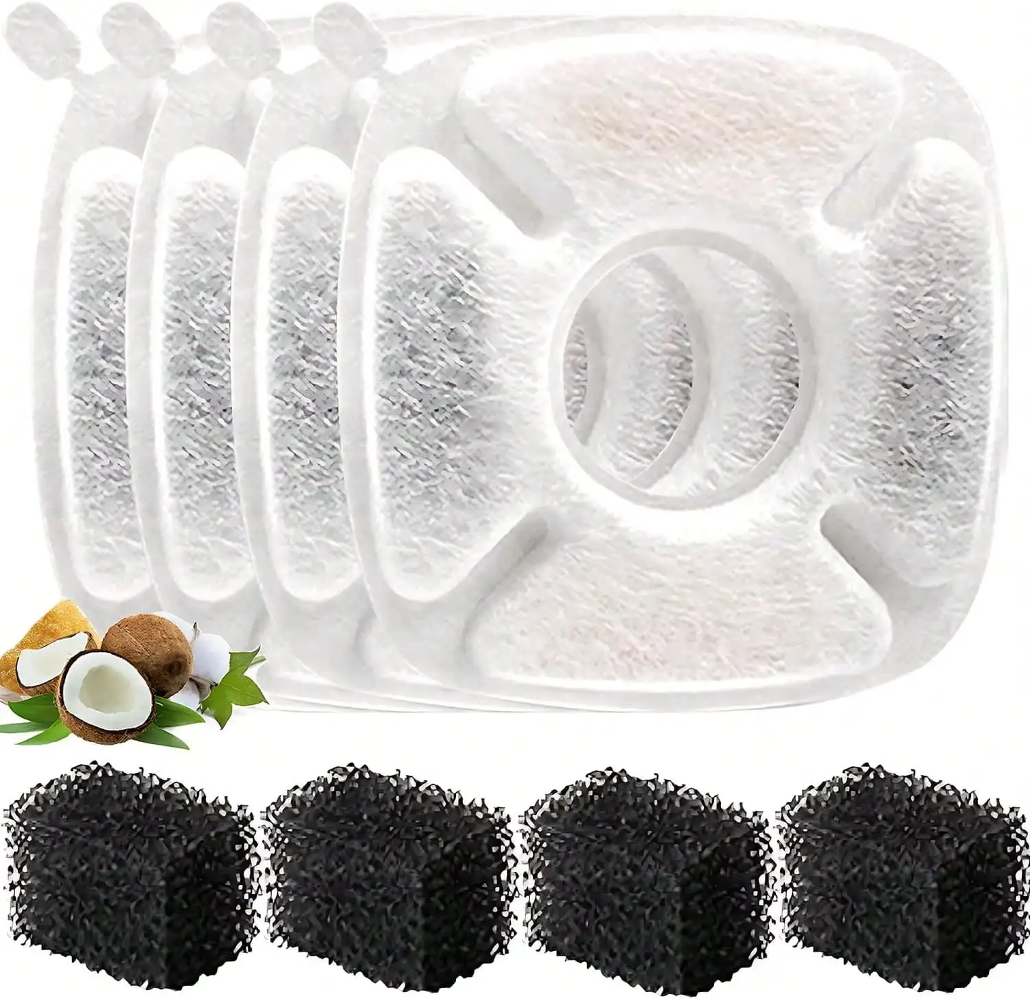 

BRENSTEN 8 Pcs Replacement Filters &Amp; Sponges For Veken 95oz_28L Pet Fountain, Cat Water Fountain Filters (4 Carbon + 4 Sponge)