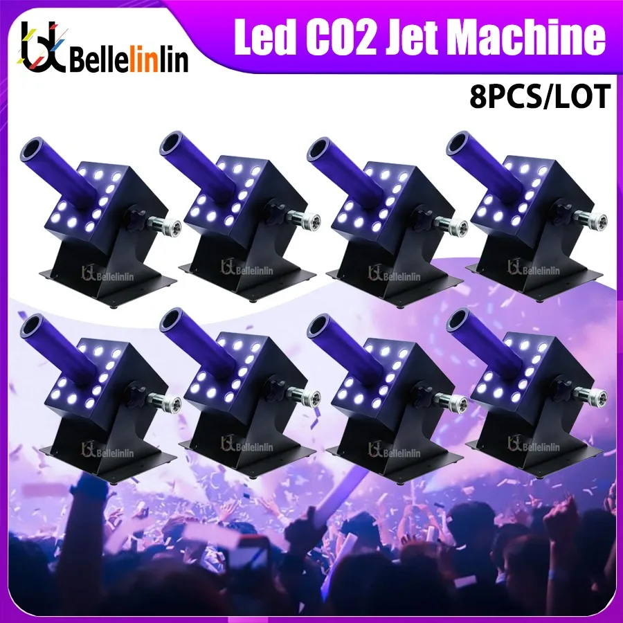 

8Pcs Multi Angle Change CO2 Jet Machine Iron Base Direction Change DMX Dip Address 2 Channels Liquid CO2 Fog Device Truss Hang