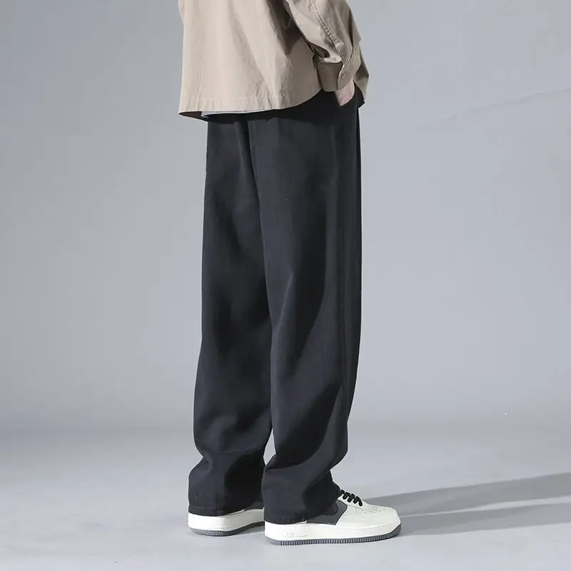 Pure Cotton Casual Pants Men's Autumn Straight-Line Versatile Large Size Wide-Level Work Pants Fashion Loose Pants