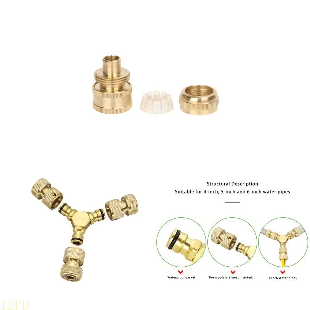 

12PD латунный трехходовой разъем для воды, адаптер для шланга автомойки высокого давления для использования в Gradens