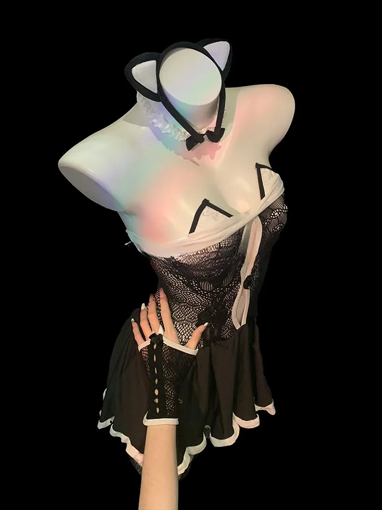 

Sexy Cute Maid Cosplay Bow Tie Back Lolita Costumes Lovely School Girl Uniform Japanese Outfit Nightdress Clothes Animation Show