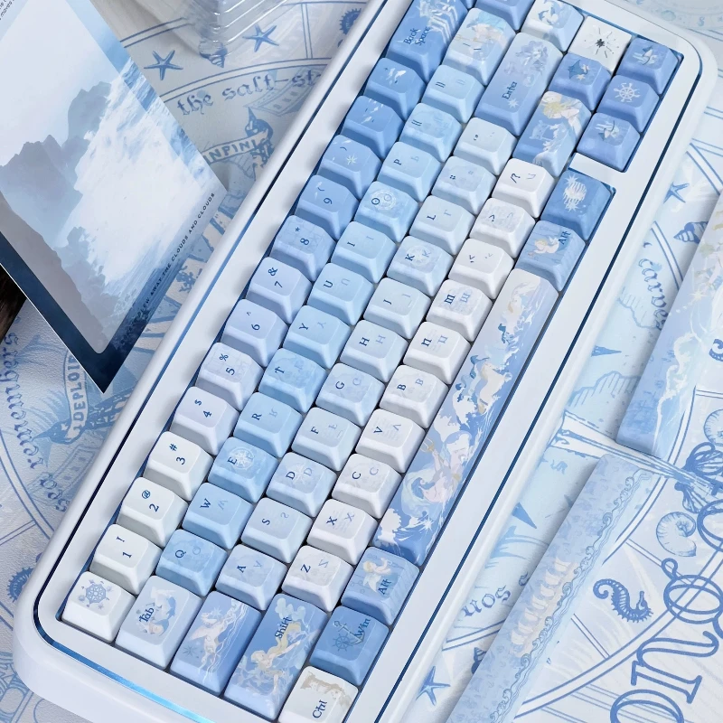 Siren Song Keycaps Custom FC/cherry PC Profile Key Cap Cute Transparent Cartoon Anime Point Key Caps for Gaming MX Switch