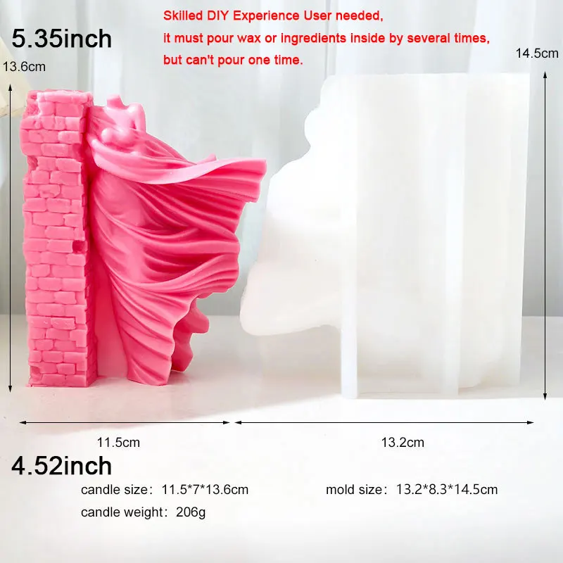 5.35INCH Wall Skirt Lady Body Art Aromatherapy Candle Silicone Mold 3D Leaning Against Wall Female Dancer Home Decoration Mould