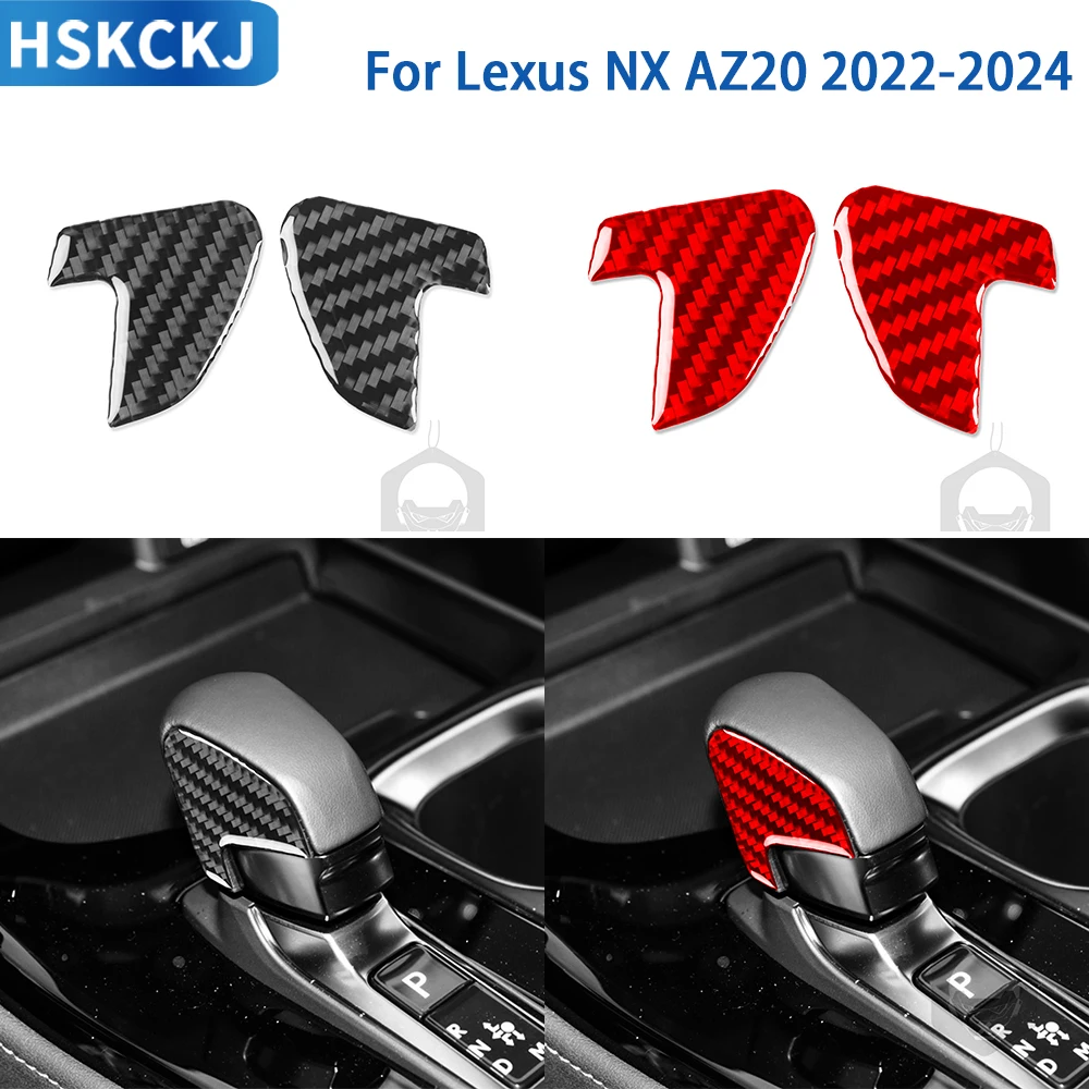 For Lexus NX AZ20 2022-2024 Accessories Real Soft Carbon Fiber Car Interior Gear Shift Knob Cover Trim Sticker