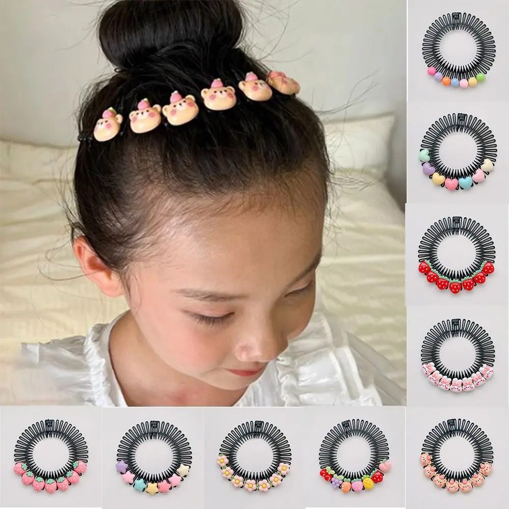 Fashion Spring Cartoon Invisible Extra Hair Holder Round Teeth Hair Styling Comb Love Strawberry Fixed Teeth Combs Decoration