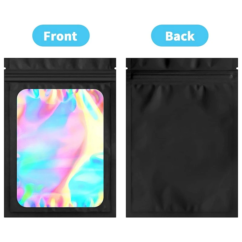 Sachets en mylar holographiques pour petites entreprises, sacs d'emballage pour poudres refermables, 3x5 pouces, 100 paquets