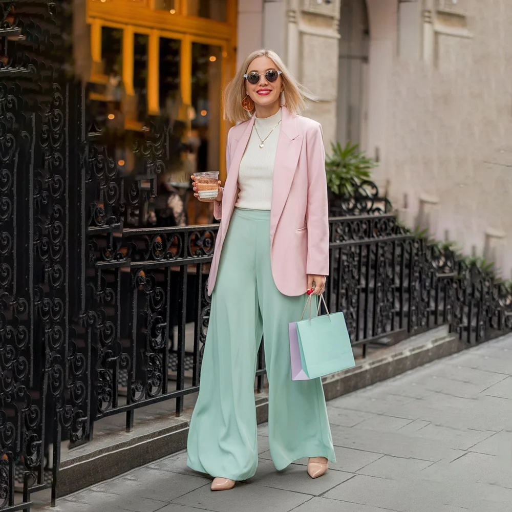 

Elegant Women Suits Sets Smart Casual Jacket Pants 2 Pieces Female Suit Loose Office Lady Chic Outfits Conjuntos De Mujer