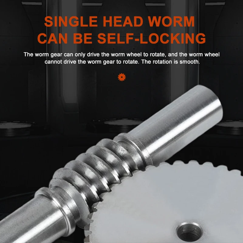 1 Sets 4 Modulus 10 Teeth 4 Mod Worm Rod With Worm Gear 4M 10T 45# Steel Reduction ratio 1:10 Worm Rod With Process Hole