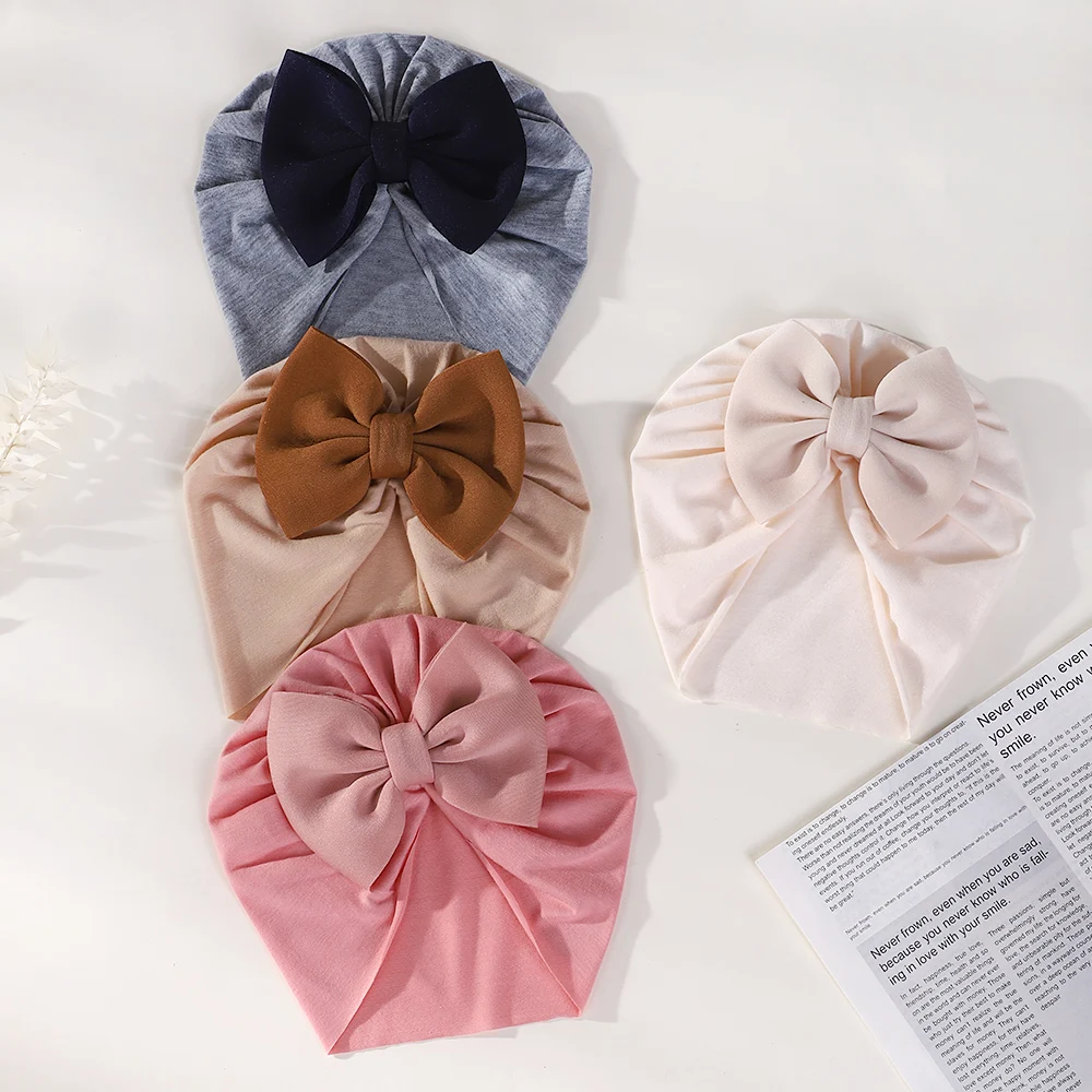 Big Flower Cotton Baby Turban Hats for Baby Boys Girls Beanies Thin Elastic Caps Bonnet Newborn Toddler 0-3T Headwraps 5 Styles