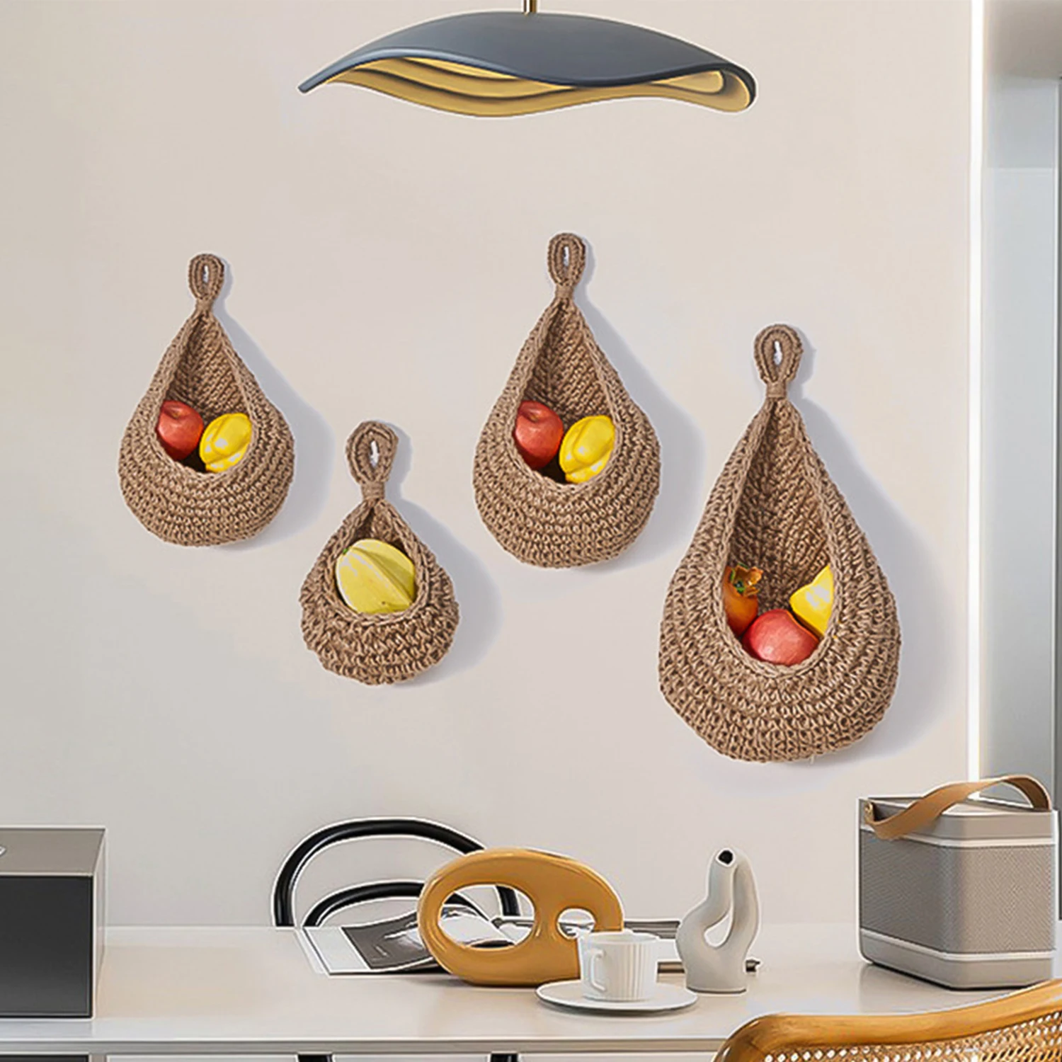 Wall Storage Containers Woven Wall Basket Kitchen Hanging Wall Fruit Basket Garden Wall Plants Flowers Onion Storage Basket