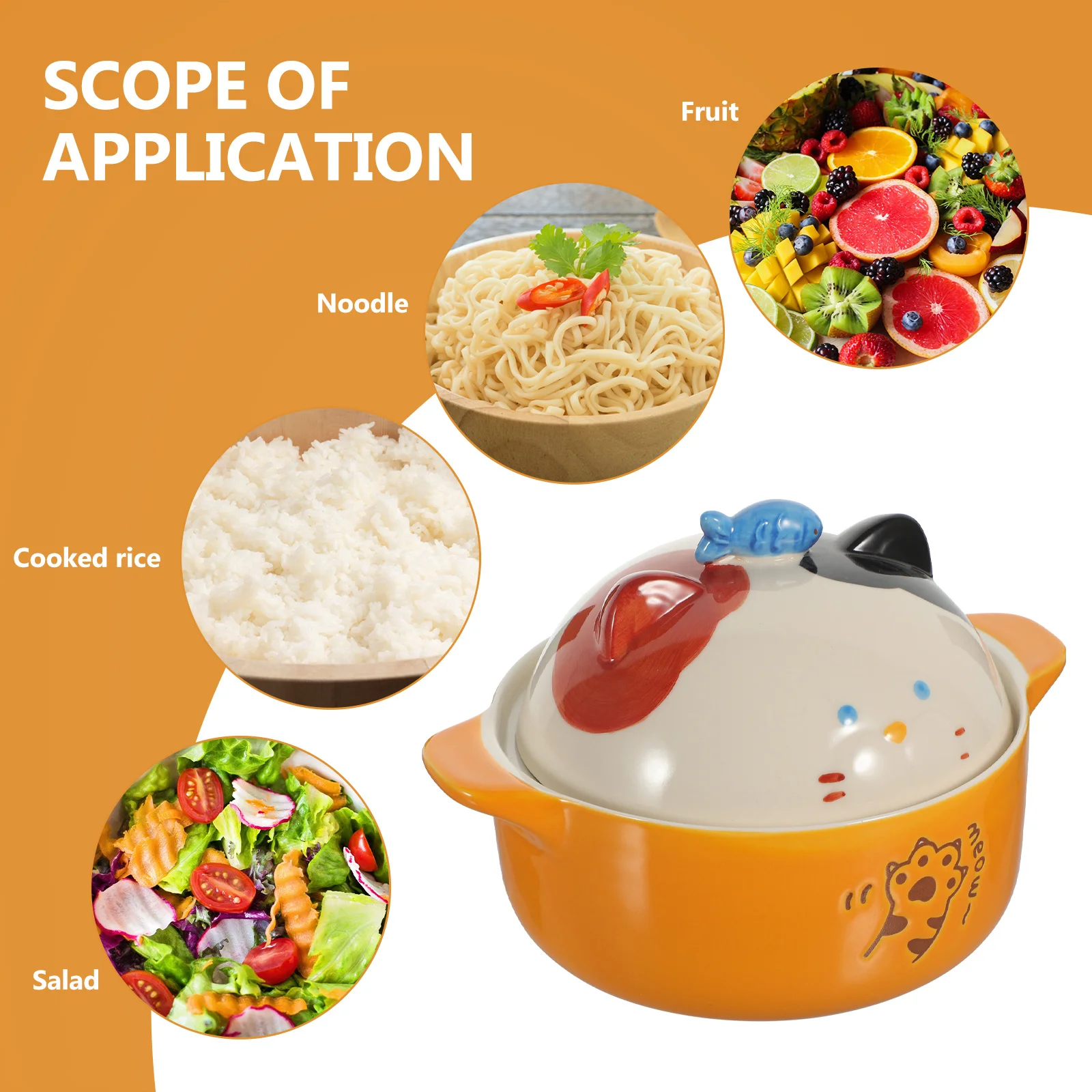 

Милая миска для рамэна с крышкой и ручкой, керамическая миска для супа с лапшой и фруктами для дома, общежития, офиса, суповые миски, японский набор посуды