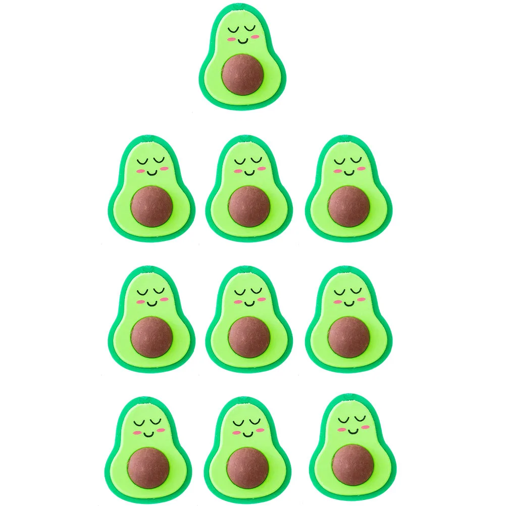 18 Pcs Miniature Food Avocado Eraser Student Erasers Cartoon Students Portable Green Adorable Kids Toys
