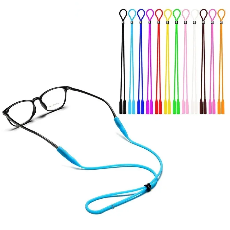 1/2pcs Eyeglasses Multicolor Elastic Silicone Adjustable Letter Button Sports Anti-Slip String Elastic Glasses Straps Neck Tape