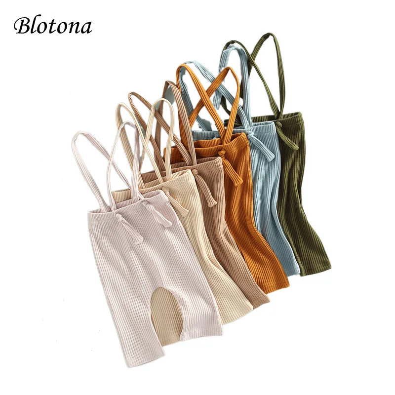 Blotona Baby Suspender Trousers, Casual Party Street Solid Color Spring Fall Summer Boys Girls Overalls Pants, 0-18Months